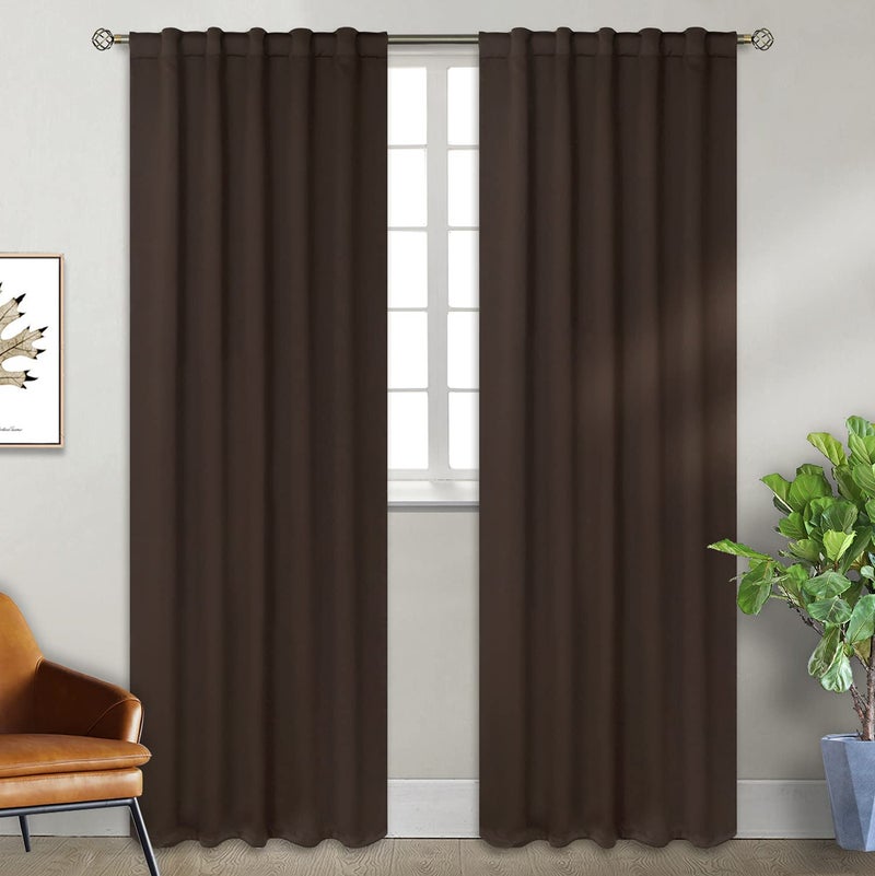 BGment Rod Pocket and Back Tab Blackout Curtains for Bedroom - Thermal Insulated Room Darkening Curtains for Living Room, 2 Window Curtain Panels (42 x 84 Inch, Brown) - Image 1